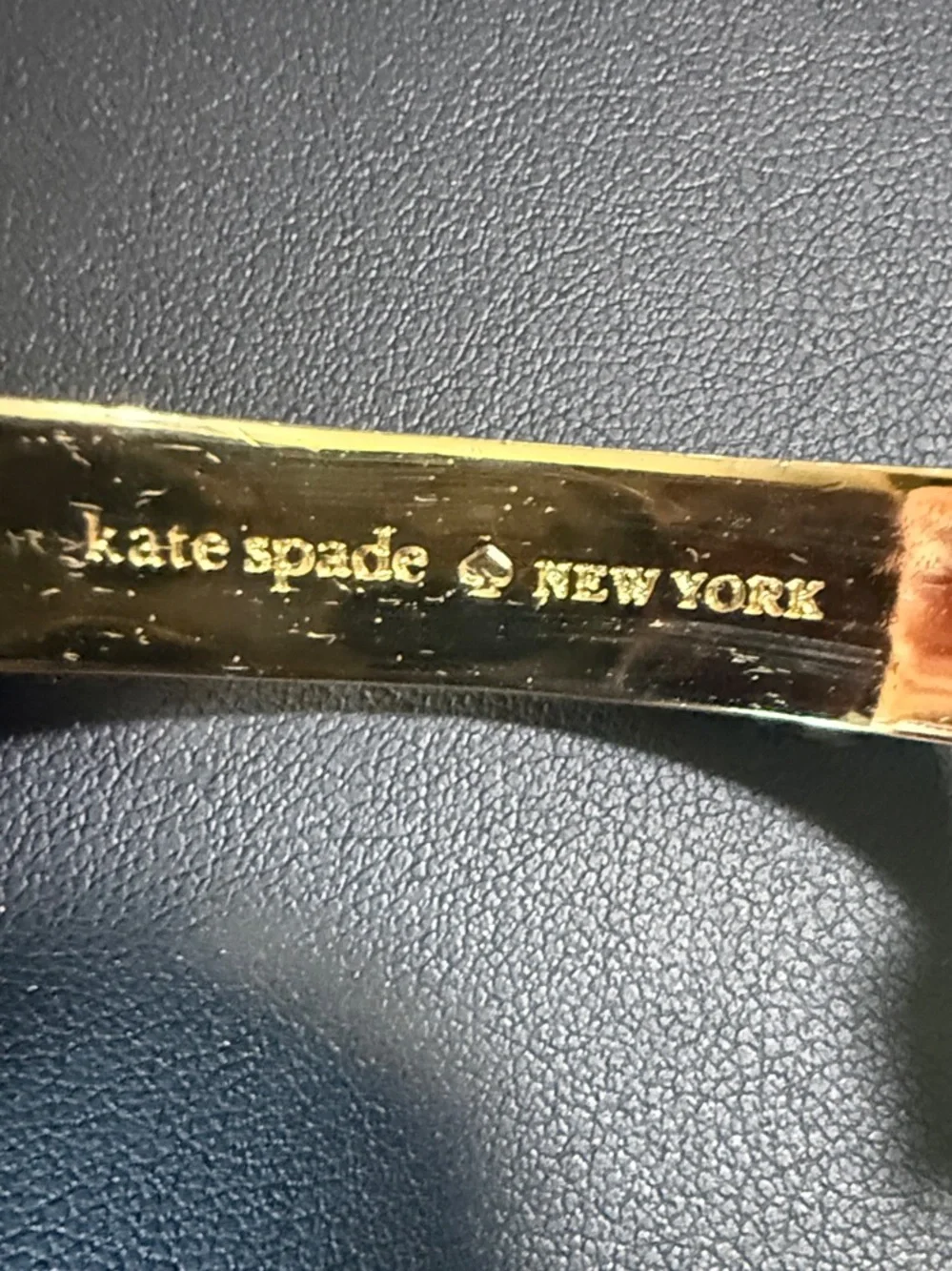 kate spade Gold and White Enamel Hinged Bangle Bracelet - Picture 4 of 4